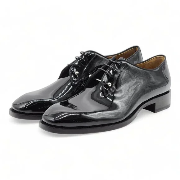 Christian Louboutin Chambeliss Patent Leather Tuxedo Derby Shoes - Picture 2 of 12